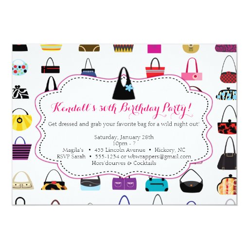 HANDBAGS GALORE Purse themed Invitations Zazzle