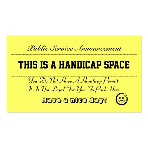 Handicap Parking Notice Cards Business Card