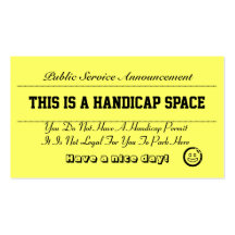 Handicap Parking Notice Cards Business Card