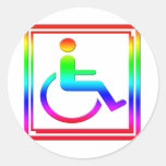 Handicapped Stylish Symbol Multicolored Round Stickers