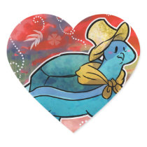 Handkerchief Turtle Colorful Red Heart Sticker