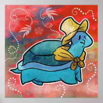 Handkerchief Turtle Colorful Red Poster