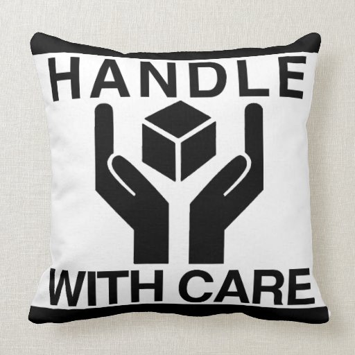 Handle With Care Basic Black Logo Pillow
