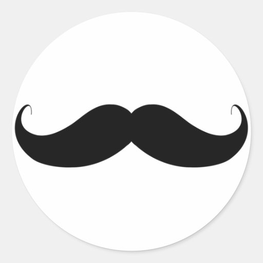 Handlebar Moustache / Mustache Classic Round Sticker Zazzle