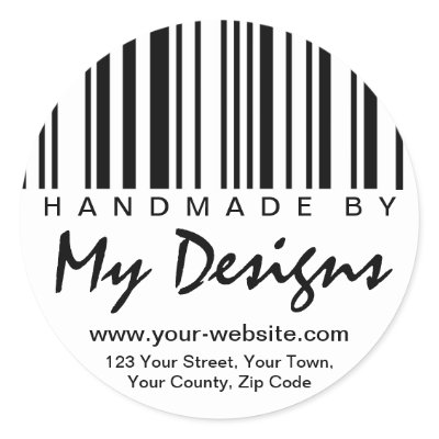 barcode label sticker. Handmade By Barcode Label