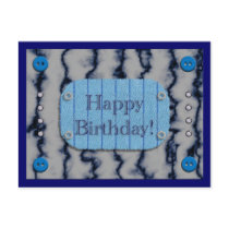 Handmade Denim Look Birthday postcards