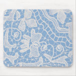Handmade Lace on Baby Blue Background Mousepad