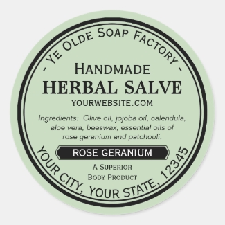 Handmade Round Salve Lotion Labels Old Fashioned
