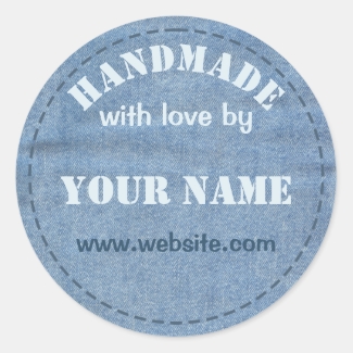 Handmade With Love By Stickers Denim Jeans Sewing