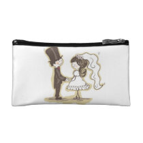 Handpainted Bride and Groom Cartoon Face To Face bagettes bags