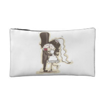 Handpainted Bride and Groom Cartoon Kissing bagettes bags