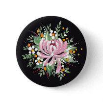 Handpainted Chrysanthemum Pinback Button
