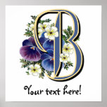 Handpainted Pansy IInitial - B posters