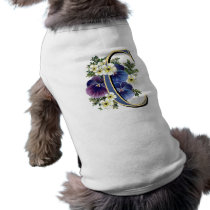 Handpainted Pansy IInitial - C Pet T-shirt