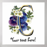 Handpainted Pansy IInitial - C posters