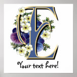 Handpainted Pansy IInitial - E posters