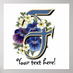 Handpainted Pansy IInitial - F posters