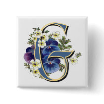 Handpainted Pansy Initial -  G Pin