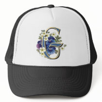Handpainted Pansy Initial -  G Hats