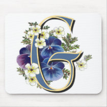 Handpainted Pansy Initial -  G Mouse Pads