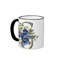 Handpainted Pansy Initial -  G Mugs