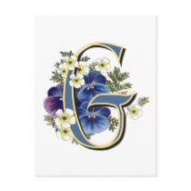 Handpainted Pansy Initial -  G Postcards