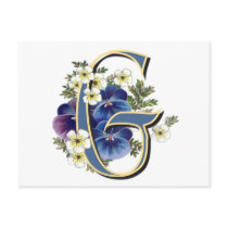 Handpainted Pansy Initial -  G Post Cards