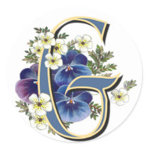 Handpainted Pansy Initial -  G Sticker