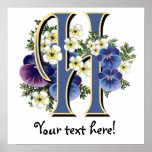 Handpainted Pansy Initial - H posters