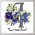 Handpainted Pansy Initial -  I posters