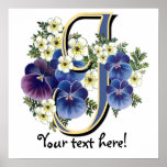 Handpainted Pansy Initial - J posters