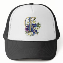 Handpainted Pansy Initial - K Hat