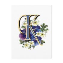 Handpainted Pansy Initial - K Post Card