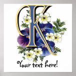 Handpainted Pansy Initial - K posters