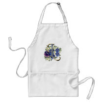 Handpainted Pansy Initial Monogram -  L Apron
