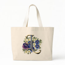 Handpainted Pansy Initial Monogram -  L Bag