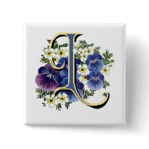 Handpainted Pansy Initial Monogram -  L Pins
