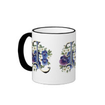 Handpainted Pansy Initial Monogram -  L Coffee Mug