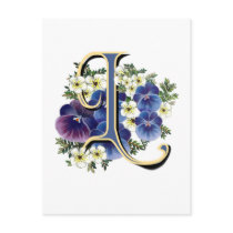 Handpainted Pansy Initial Monogram -  L Post Card