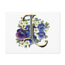 Handpainted Pansy Initial Monogram -  L Postcard