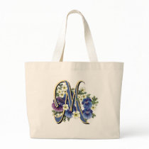Handpainted Pansy Initial Monogram -  M Bag