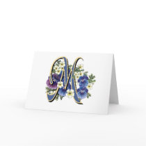 Handpainted Pansy Initial Monogram -  M Greeting Cards