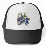 Handpainted Pansy Initial Monogram -  M hats