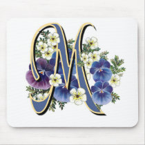 Handpainted Pansy Initial Monogram -  M Mouse Pads
