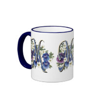 Handpainted Pansy Initial Monogram -  M Coffee Mugs