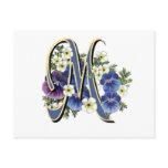Handpainted Pansy Initial Monogram -  M Postcard