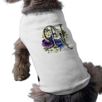 Handpainted Pansy Initial Monogram -  N Pet Clothing