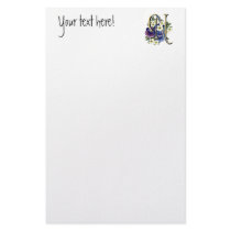 Handpainted Pansy Initial Monogram -  N Custom Stationery