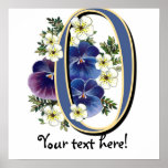 Handpainted Pansy Initial Monogram - O posters