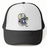 Handpainted Pansy Initial Monogram - R hats